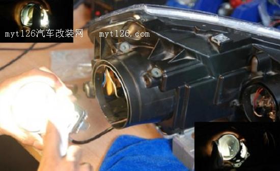 奔腾B70改装Q5双光透镜氙气灯 原装位安装图20 